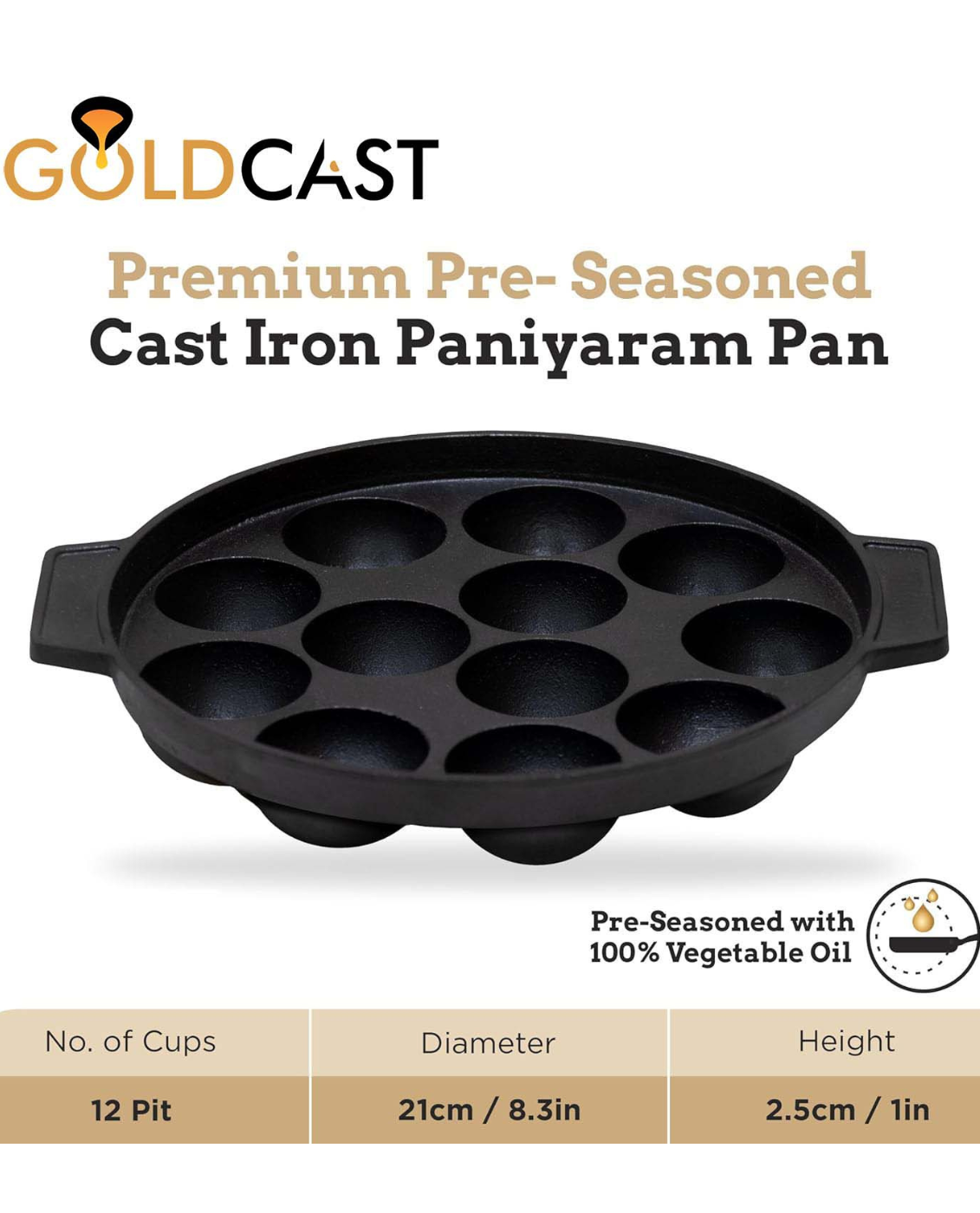 Cast Iron Appam Pan